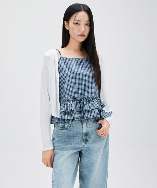 MIXXO MIXXO Frill Tank Top + Cardigan Set