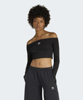 ADIDAS ADIDAS Essential Rib Off Shoulder Long Sleeve T-Shirt - Black