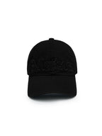 MATIN KIM MATIN KIM ROUGH CUT APPLIQUE BALL CAP IN BLACK