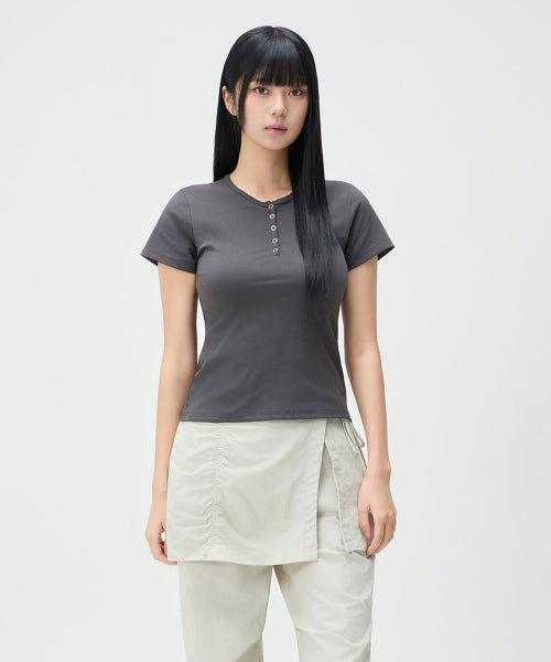 MIXXO MIXXO T-Shirt Button-up Snap Short-Sleeved