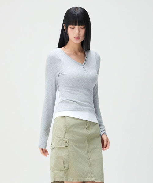 MIXXO MIXXO T-Shirt Button-up Layered