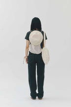 EMIS CHAIN STITCH T-SHIRT-CHARCOAL/CREAM
