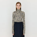 EENK EENK VOL Pattern Turtleneck Top - Ivory/Black