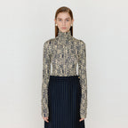 EENK EENK VOL Pattern Turtleneck Top - Ivory/Black