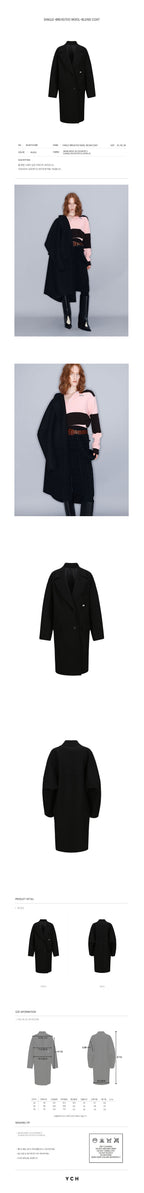 YCH SINGLE-BREASTED WOOL-BLEND COAT BLACK (W23OT012BK)