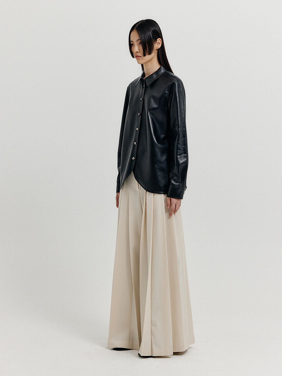 EENK EENK Long Sleeve Leather Shirt - Z-Black