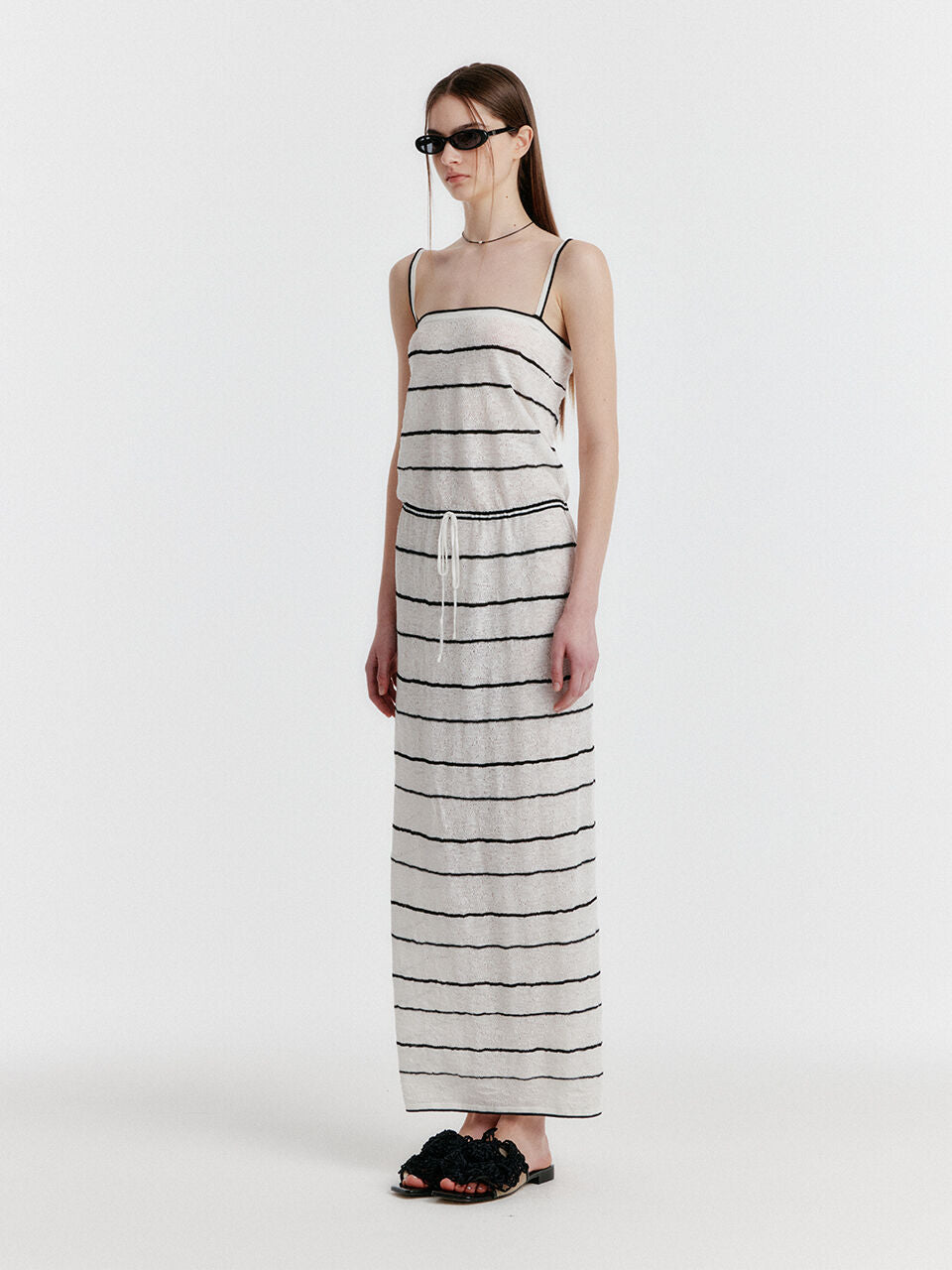 EENK YOZOO Jacquard Stripe Knit Dress - Ivory