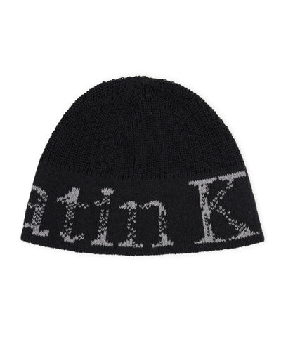 MATIN KIM Cracked Logo Light Bucket Beanie in Black