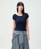 MIXXO MIXXO Cap Sleeve Shirring Knitwear