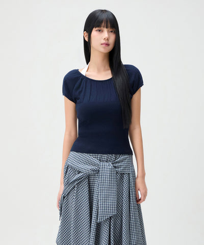 MIXXO Cap Sleeve Shirring Knitwear