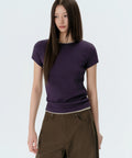 MUSINSA STANDARD WOMAN MUSINSA STANDARD WOMAN T-Shirt Slim Crew Neck [Dark Purple]