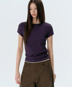 MUSINSA STANDARD WOMAN MUSINSA STANDARD WOMAN T-Shirt Slim Crew Neck [Dark Purple]