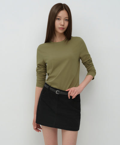 MUSINSA STANDARD WOMAN T-Shirt Flexible Crew Neck [Sage]