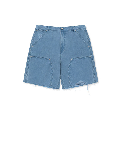 MATIN KIM MATIN KIM Heringbone Raw Cut Denim Shorts