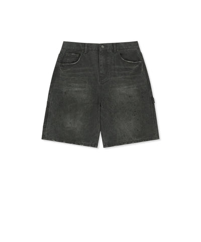 MATIN KIM Carpenter Bermuda Denim Pants in Charcoal
