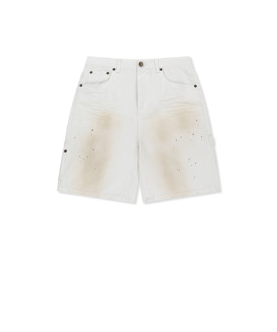 MATIN KIM Carpenter Bermuda Denim Pants in White