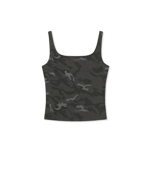 MATIN KIM MATIN KIM SQUARE NECK CROPPED TANK TOP (Charcoal)