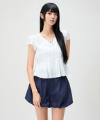 MIXXO MIXXO V-neck Pin Tuck Blouse (C)