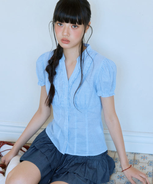MIXXO MIXXO V-neck frill shirt size C