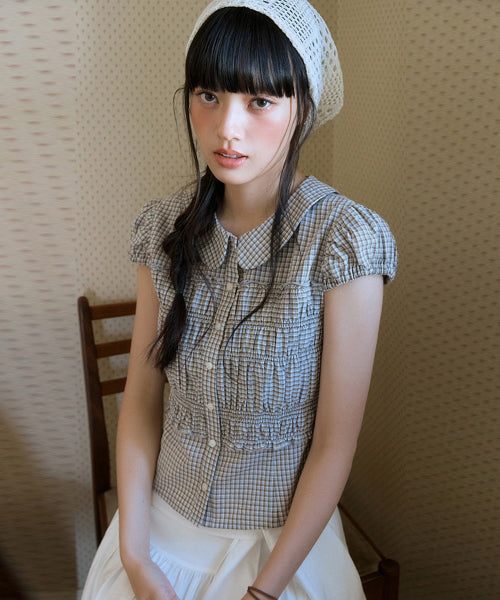 MIXXO MIXXO Shirt Round Collar Shirring