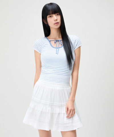 MIXXO Knitwear Back Ribbon Point Short Sleeve