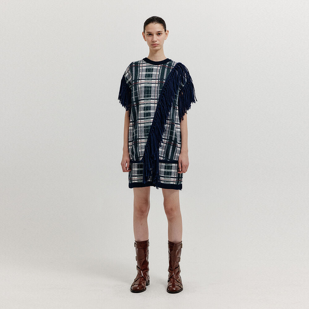 EENK EENK XOLIVIA Jacquard Wrap Knit Skirt - Navy Multi