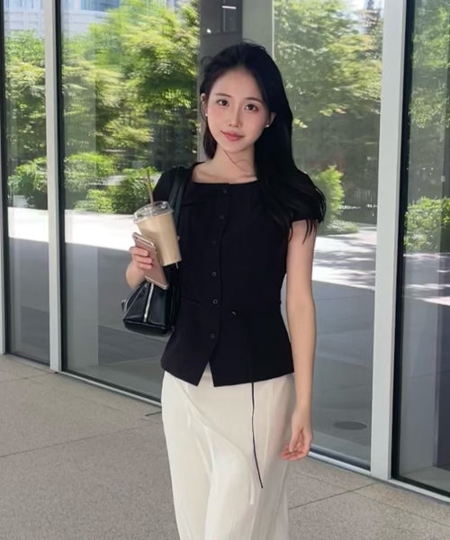 MIXXO MIXXO Shirt Boat Neck Belted Blouse