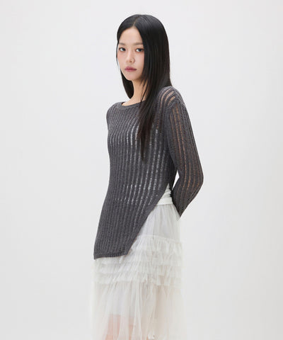 MIXXO Crochet See-Through Long Sleeve Knit S