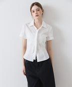 MIXXO MIXXO Shirt V-neck Slim Fit Tie Short Sleeve (C)