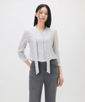 MIXXO MIXXO Semi-crop tie blouse C/S