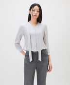 MIXXO MIXXO Semi-crop tie blouse C/S