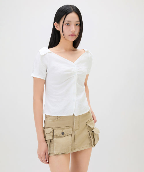 MIXXO MIXXO Shirring off-shoulder blouse Shirt