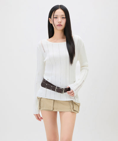 MIXXO Damage Point Long Sleeve Knit - C
