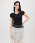 MIXXO MIXXO T-Shirt Striped Layered Short-Sleeved