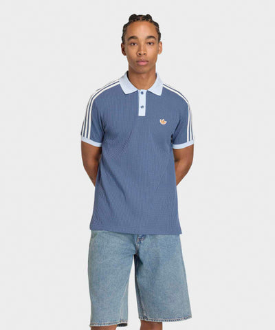 ADIDAS Waffle Knit Polo Shirt - Blue