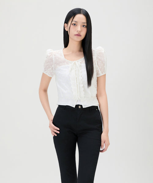 MIXXO MIXXO Eyelet Puff Blouse - C