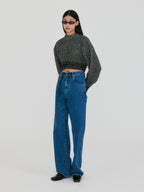 EENK ZABELLE Mockneck Textured Knit Pullover - Black/White