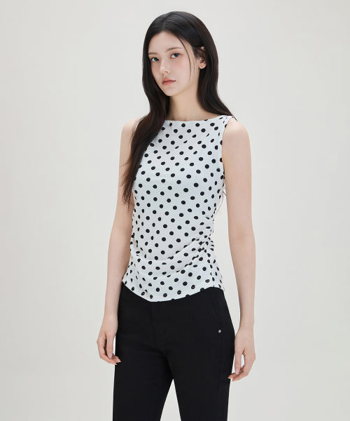 MIXXO MIXXO T-Shirt Dot Boat Neck Sleeveless
