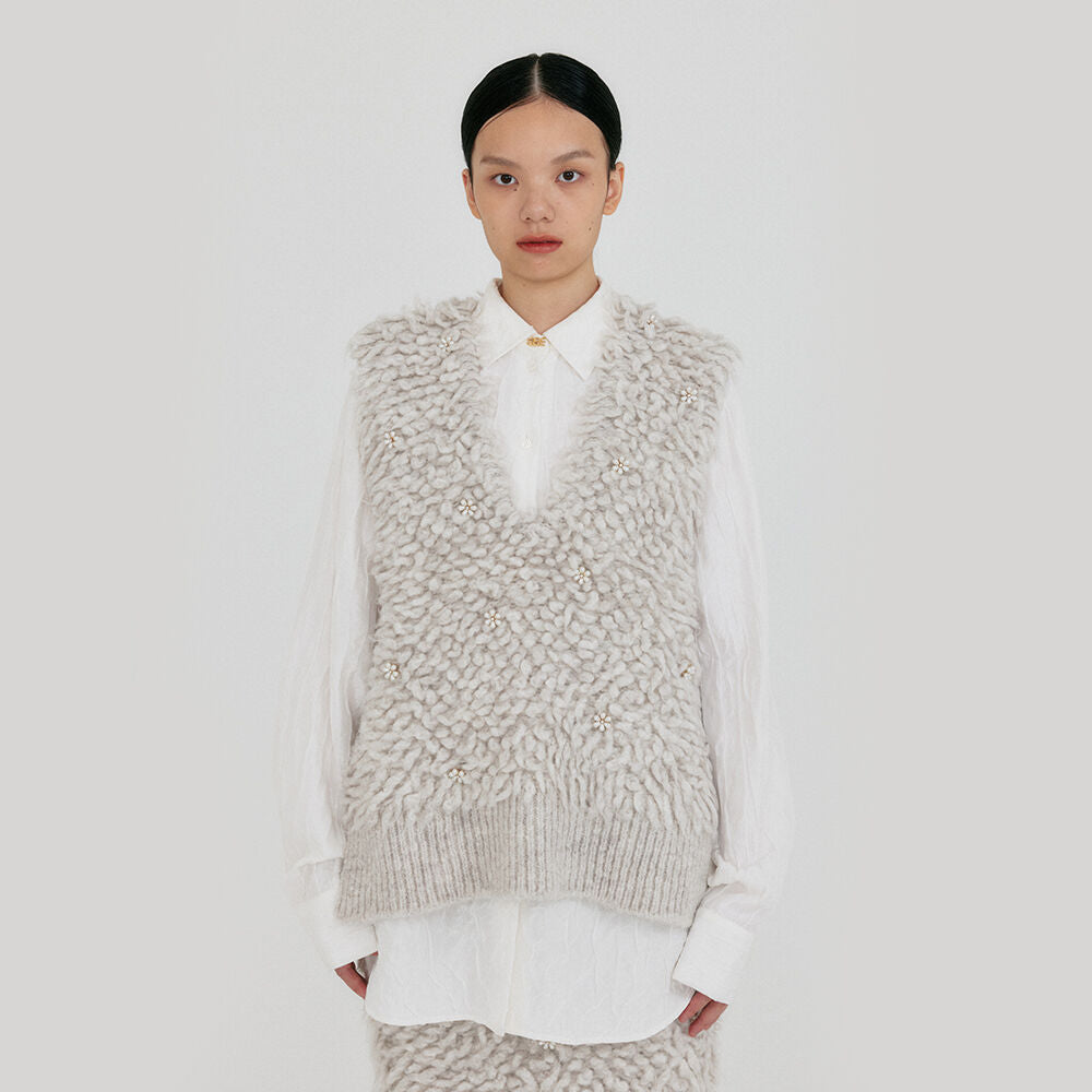 EENK ZIJI V-neck Knitted Vest - Gray
