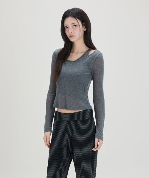 MIXXO MIXXO T-Shirt Layered Ribbed Long-Sleeved C