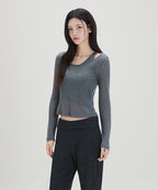 MIXXO MIXXO T-Shirt Layered Ribbed Long-Sleeved C