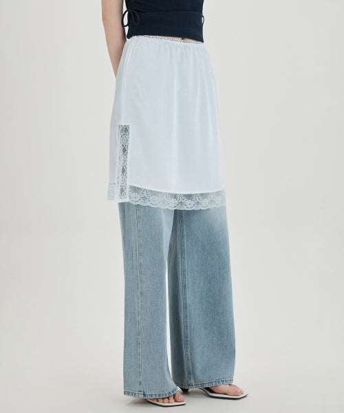 MIXXO MIXXO Satin Lace Midi Skirt