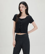 MIXXO MIXXO Lace-up Layered T-Shirt S