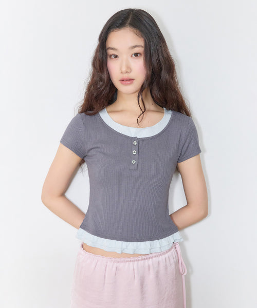 MIXXO MIXXO Pattern Frill Layered T-Shirt S