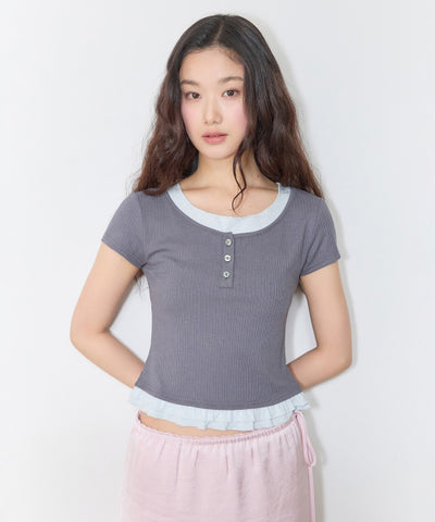 MIXXO Pattern Frill Layered T-Shirt S