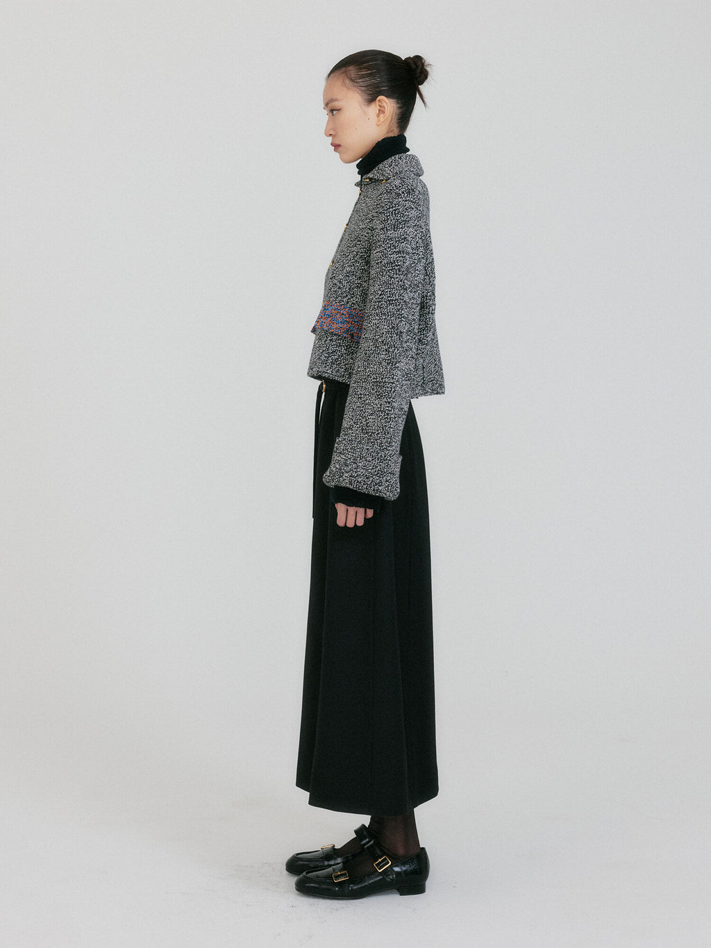 EENK ZAZZI Collared Knit Cardigan - Black/White