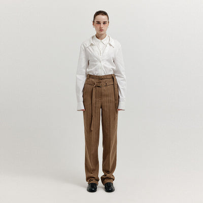 EENK XIOM Double-Belt Straight Pants - Camel