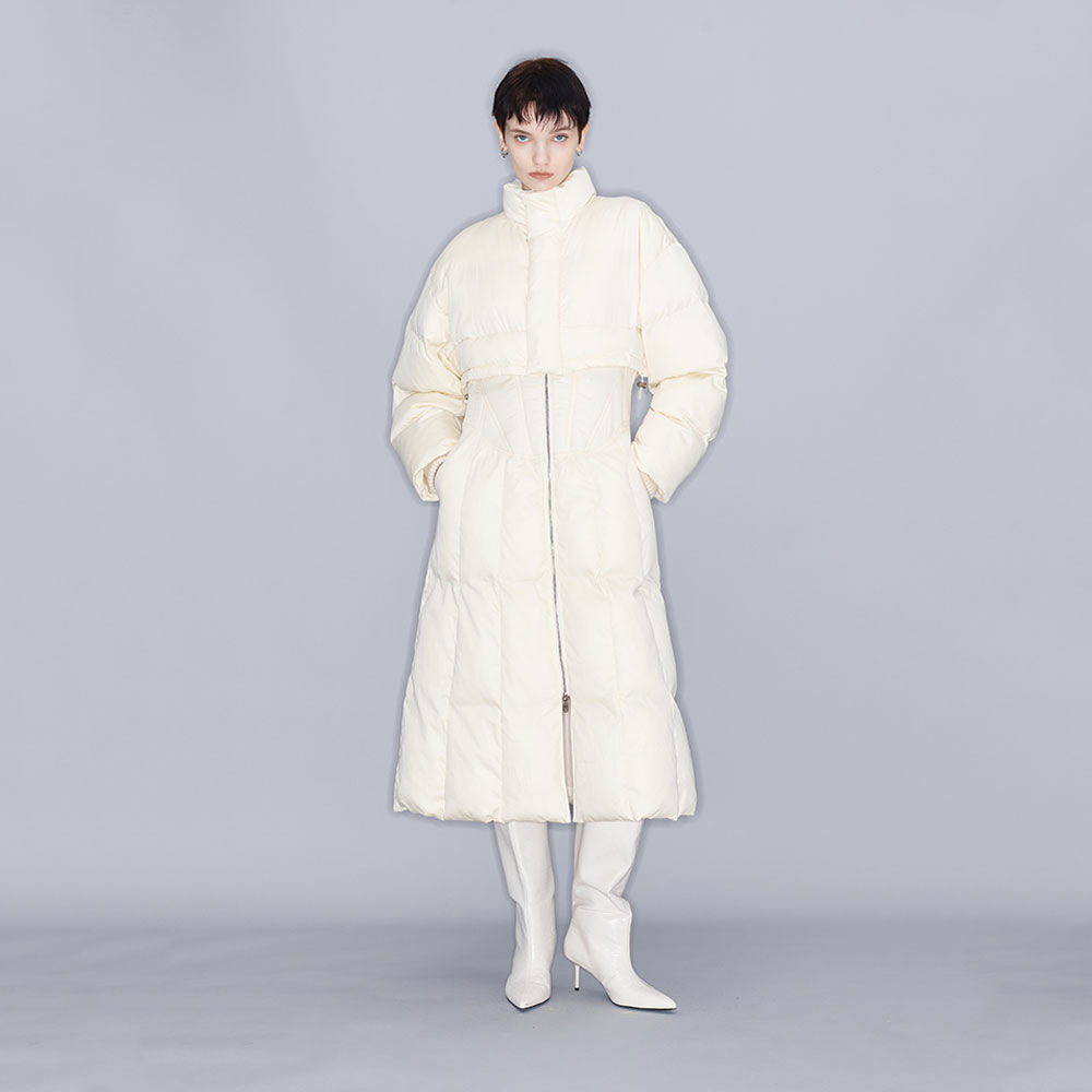YCH QUILTED DOWN COAT CREAM (W23OT009CR)