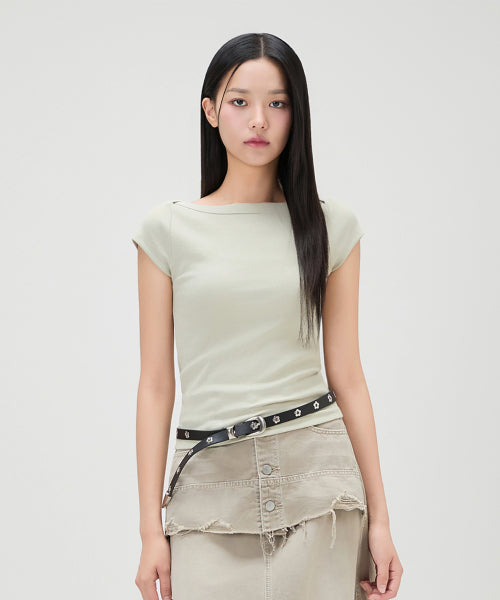 MIXXO MIXXO T-Shirt Boat Neck Cap Sleeve
