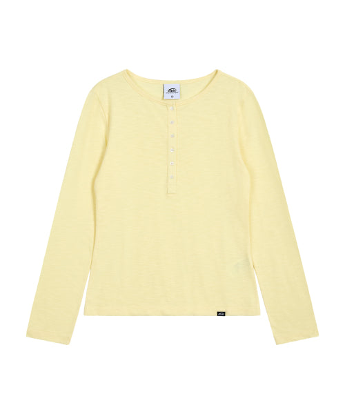 EMIS EMIS Summer Slub Henley Neck T-Shirt - Yellow